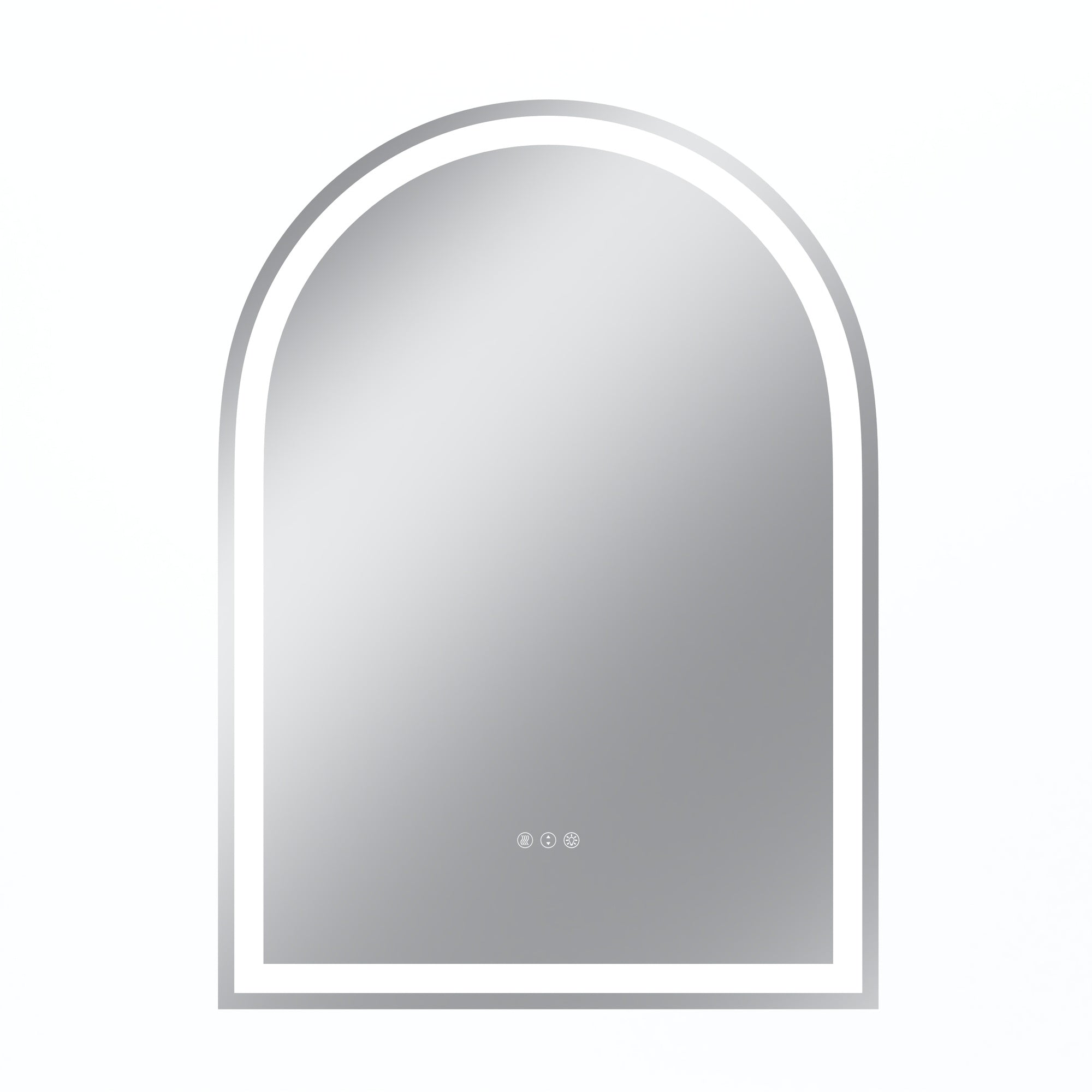 Vanityfus 32-in W 43-in H Arch Frameless Wall-Mounted Beveled Dimmable LED Lighted Fog Free Bathroom Vanity Mirror in silver